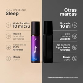 Kit de 3 Roll On Corporales de 10 ml. Aceites Esenciales Auxiliares en el Descanso. Roll On Sleep B Life                                              