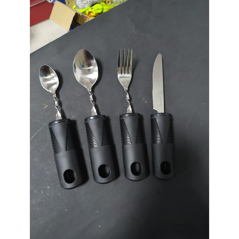 Extra Wide Handles Bendable Easy Grip Cutlery Set, Chunky Handles,
