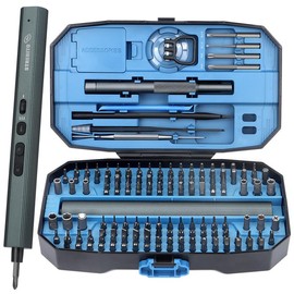 STREBITO Electric Screwdriver 155 in 1 Mini Electric Screwdriver Set, Max 5 N.m, 140 S2 Magnetic Bits, 3 Torque Settings, 650mAh Power Screwdriver Cordless Rechargeable, Repair Tool Kit for PC Phone - Color: Blue
