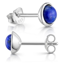 Materia by Matthias Wanger Gemstone Stud Earrings 925 Silver for Women Rhodium-Plated, Sterling Silver