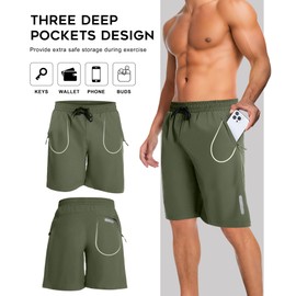 Boyzn Men's 2 Pack 5 / 7 Inch Quick-Drying Hiking Shorts Comfortable Elastic Waistband with Zip Pockets for Summer Outdoor Travel & Comfortable Leisure, 7''-2-pack-black/grey-green, 3 XL