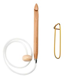 ChiaoGoo Knitting Needles Flexible Crochet Hook 24 inch (61cm) Bamboo Dark Patina Crochet Hook Size US H (5mm) Bundle with 1 Sturdy Stitch Holder 5124-H