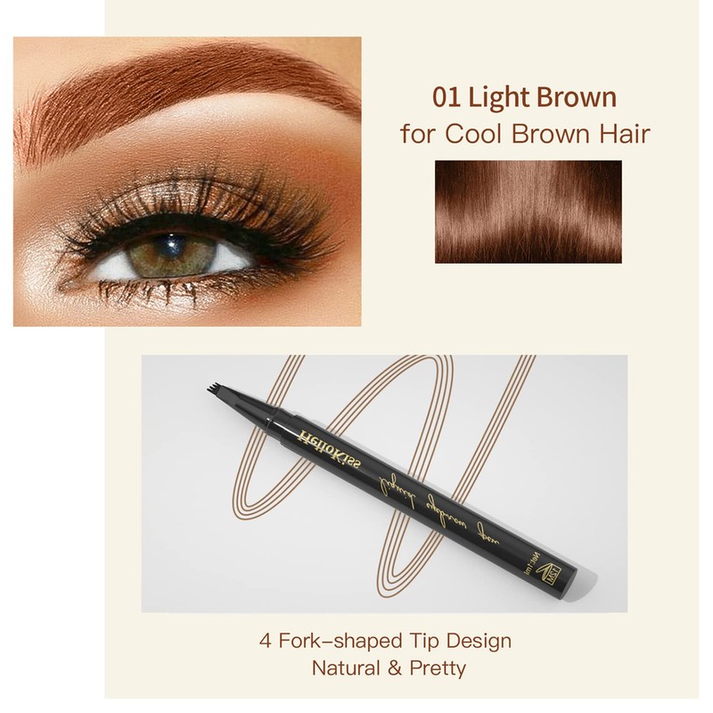 Eyebrow Pencil with 4 Fork Tips, Waterproof, Long-Lasting Eyebrow Pencil,