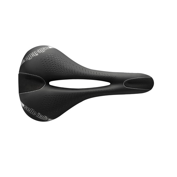 Selle Italia - Man Gel Flow, Soft Gel Bicycle Saddle with a Wide Seat with Anti-Vibration Technology and a Manganese Rail, Water Resistant - Black - L2
