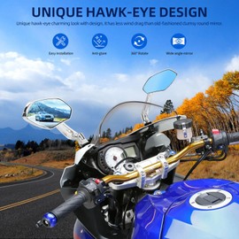DREAMIZER Motorcycle Racing Mirror Aluminum Alloy Sport Bike Rear View Mirror Double Adjustment Compatible with GSXR 600 750 1000 Hayabusa CBR500R CBR300R YZF R1 R6 R6S FZ6R ZX6R ZX10R