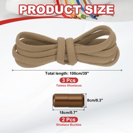 YELARXI No Tie Shoelaces Tieless Elastic Shoe Laces Replacement, 39" with 2 Metal Locks Buckles Fit for Adults Sneakers Canvas Shoes (3Pcs, Brown)