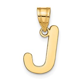 Real and Solid 14K Yellow Gold Polished Bubble Letter J Initial Pendant