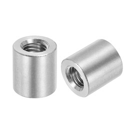 QUARKZMAN Pack of 4 M12 Round Connection Nuts, 304 Stainless Steel Coupling Nut 25 mm/1 Inch Length Sleeve Rod Pin Nut for Bracket, M12 x 25 x 20 mm