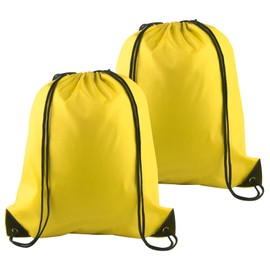 PLULON 2Pcs Drawstring Bags Bulk Yellow Drawstring Backpack String Backpack Cinch Sack Sport Gym Backpack Bags for Yoga Traveling Outdoor Sports