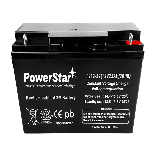 PowerStar-22AH BATTERYFITS Vision CP12180 12V 18AH Replacement PS-12180 2 Year Warranty