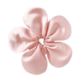 Pink Flower Scrunchy Hair Tie, Big Satin Flower Shape Hair Tie Elastic Hair Band Large Silky Ponytail Holder Flower Hair Accessories for Girls Women Thick Hair