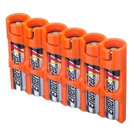 Storacell SLAAAORG by Powerpax SlimLine AAA Battery Caddy, Orange, Holds 6 Batteries, 1 Count (Pack of 1)