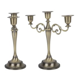 ZIZEV Candelabro de Metal, Decoración de 3 Brazos, Candelabro Europeo, Accesorios de Decoración de Mesa a la Luz de Las Velas, Boda Romántica, Retro, Alto Brillo, Adorno Exquisito,