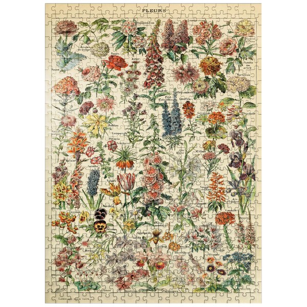 Fleurs - Flowers for All, Vintage Art Poster, Adolphe Millot - Premium 500 Piece Jigsaw Puzzle for Adults