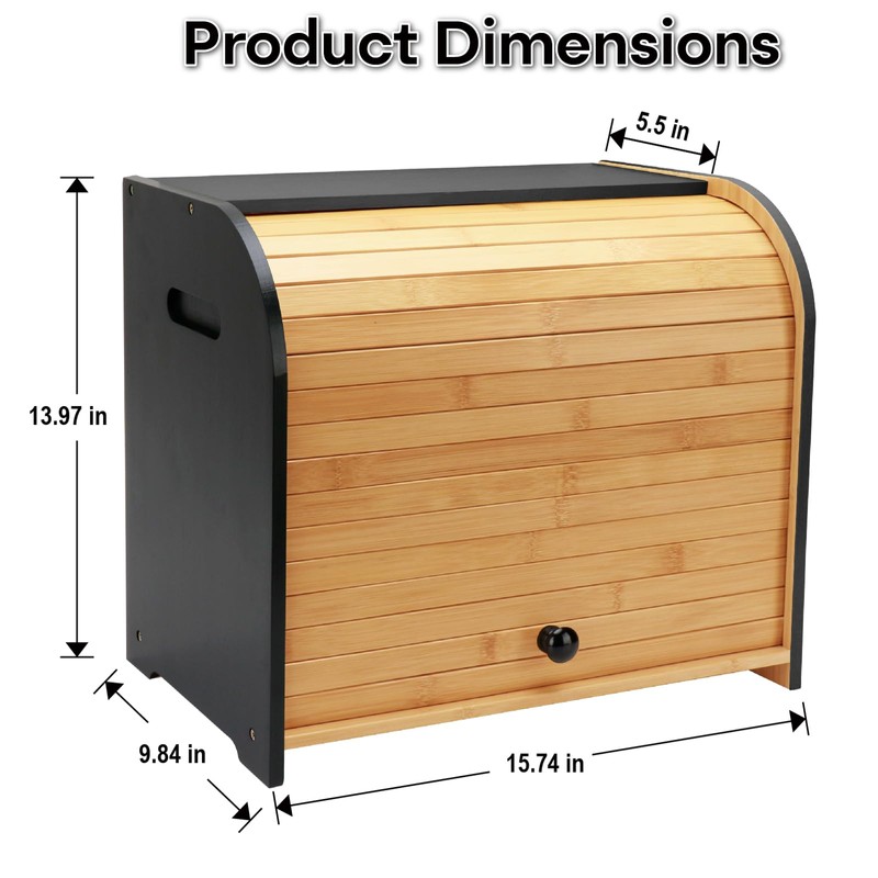 Thalomely Bread Box for Kitchen Countertop, Double Layer Bamboo Bread