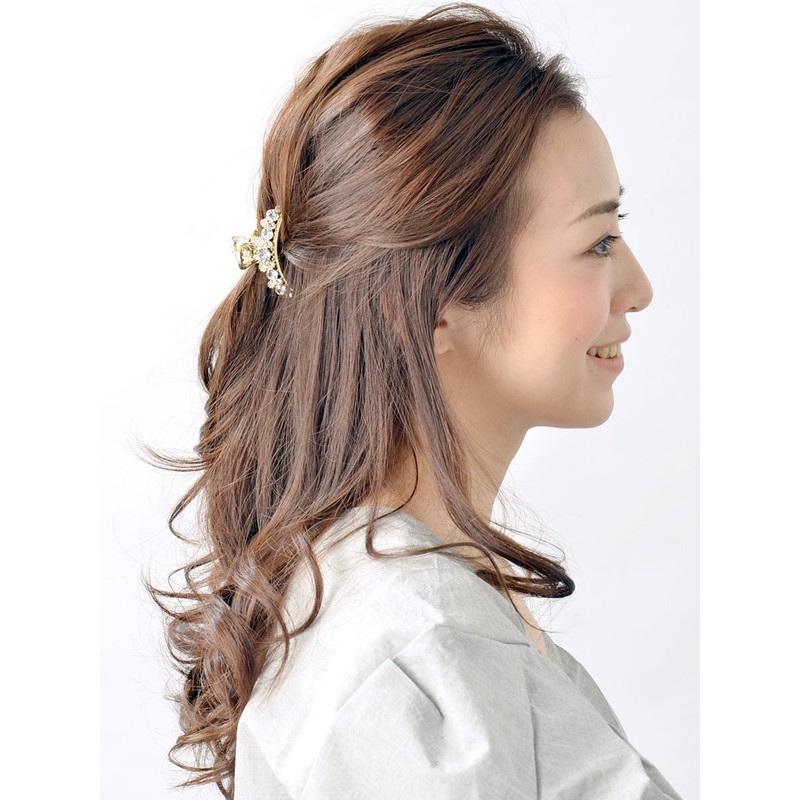 VINGTAINE H-830 Gold Rhinestone Hair Claw Hair Clip Hair Accessory
