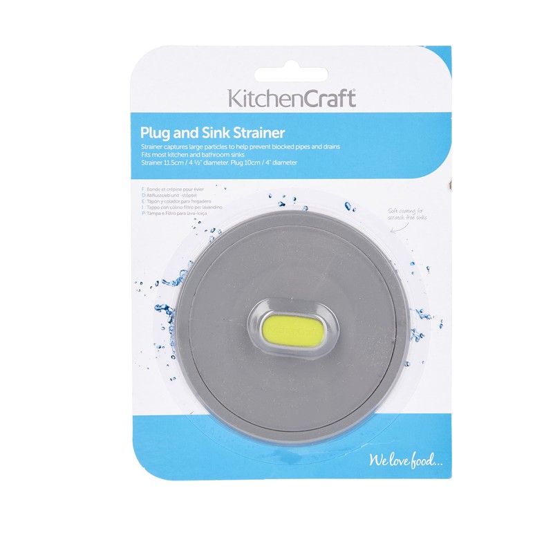 KitchenCraft 2-in-1 Plastic Plug and Sink Strainer, 11.5 cm (4.5")