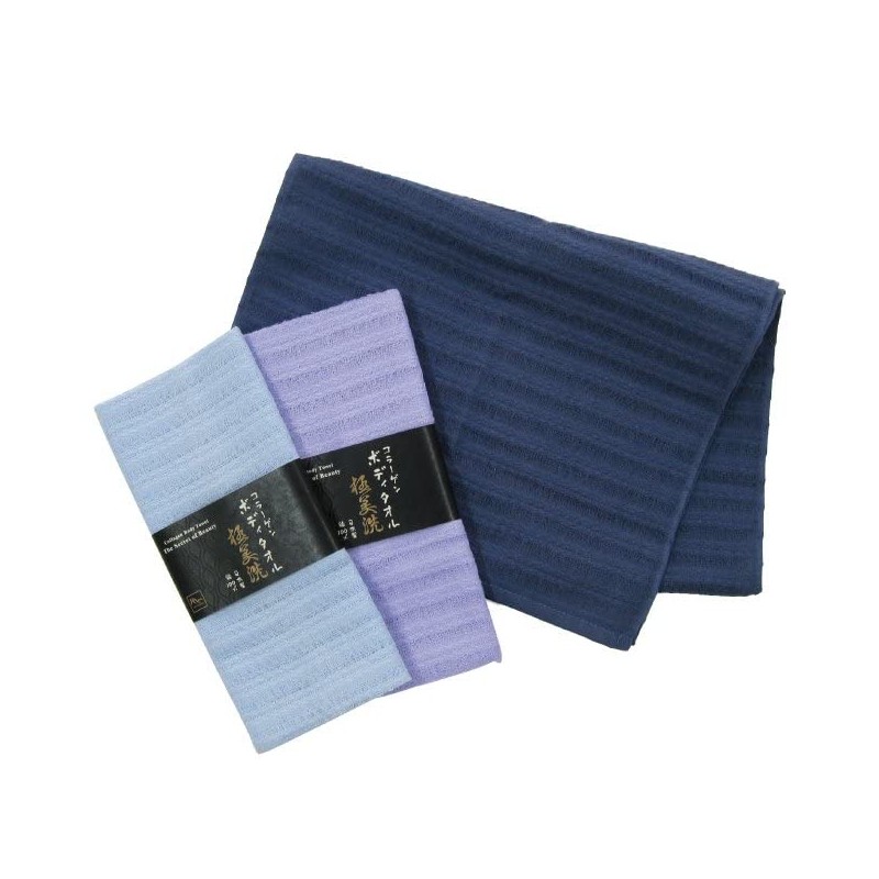 Onsen Body Wash Towel, Infused with Plant-Based Collagen, Light Blue,