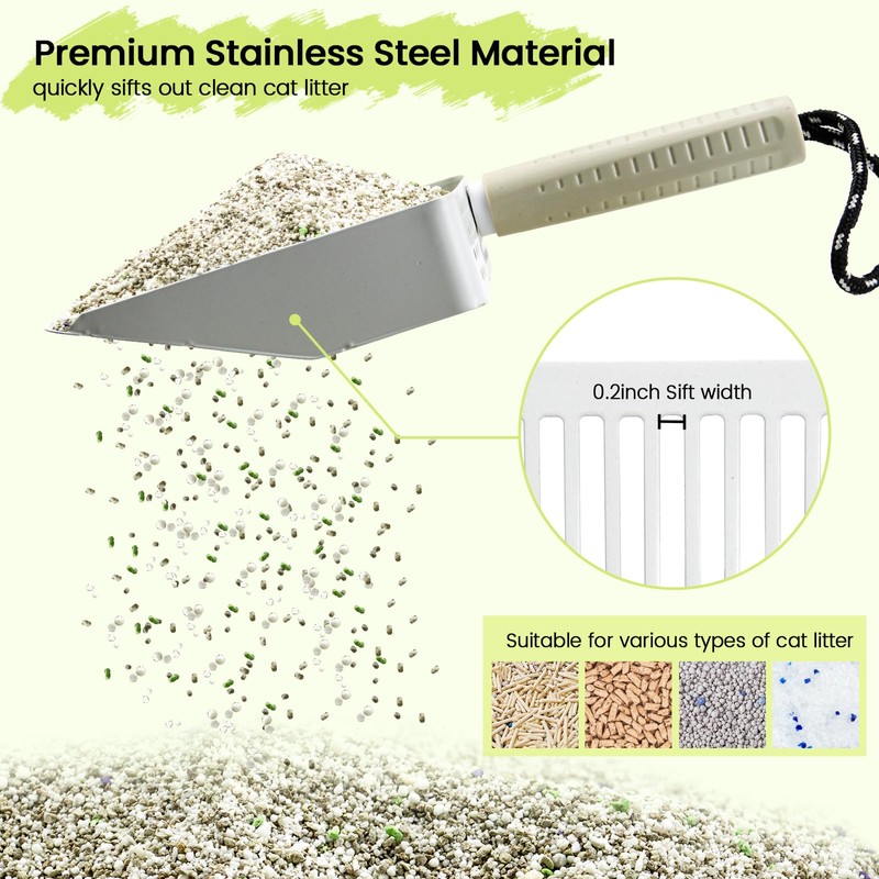 Accesfire Cat Litter Scoop with Holder, Stainless Steel, Non-Slip Handle