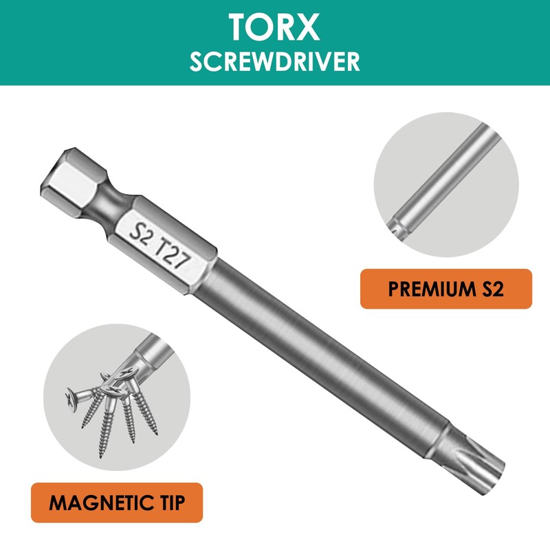 Torx Bit Set, 100mm Torx Screwdriver Bit Sets 11pcs T6-T40