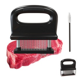 happykau Meat Tenderizer, 48 Blades, Meat Tenderer, Meat Tender, Meat Tender, Meat Cutter, Hand Held, Meat Slenderer, Meat Slenderer, Easy to Clean, Jacquard Seasoning Soaked Cooking, Meat Slicer, Cleaning Brush Included