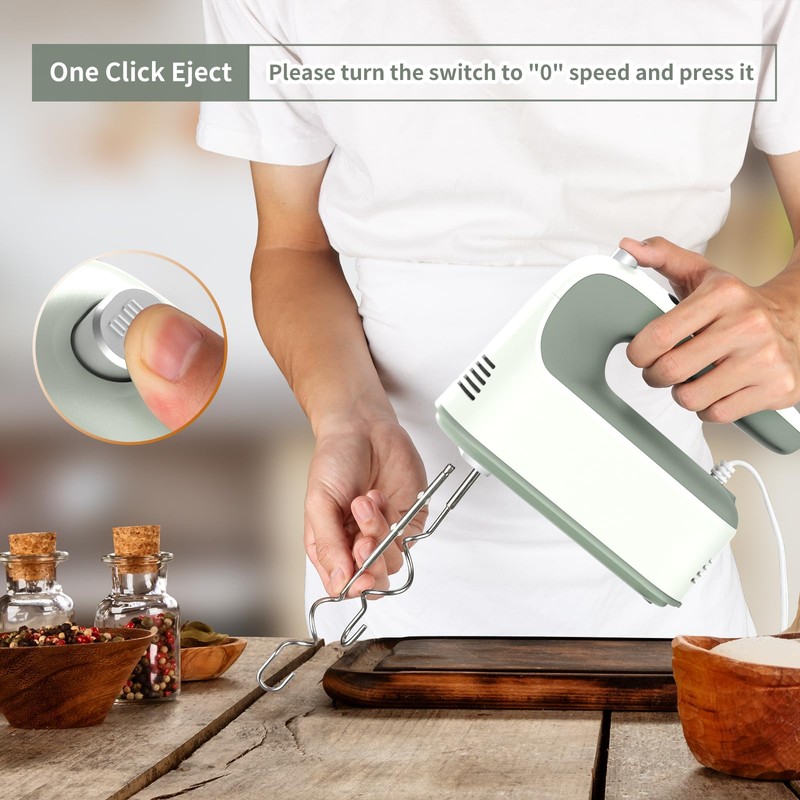 Yomelo 9-Speed Digital Hand Mixer Electric, 400W Powerful DC Motor,