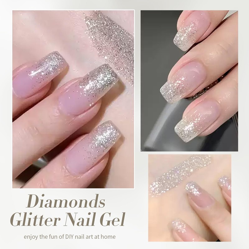 Born Pretty Silver Glitter Gel Nail Polish, Sparkly Shine Gel