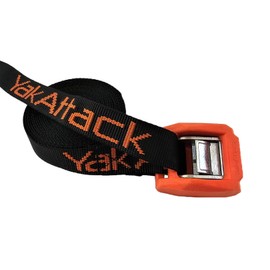 YakAttack 9' Cam Strap - Heavy Duty Polyester Kayak Tie Down with Protective Rubber Buckle, Black/Orange - 2 Pack (YEP-1006-09-2PK) | Kayak Fishing Accessories