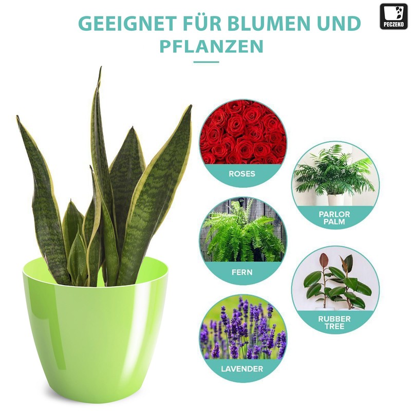 PECZEKO Shiny Flower Pot, Plastic Planter, Decorative Pot for Large