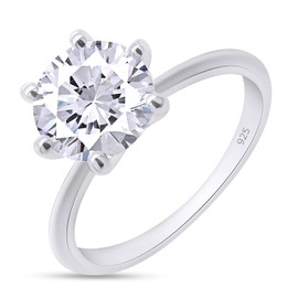 Moissanite Engagement Rings for Women 18K White Gold Over Sterling Silver 1.5CT 7.5MM 6 Prongs Round Cut Solitaire Moissanite Diamond Promise Rings D Color VVS1 Clarity Wedding Engagement-8