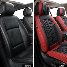 MINGBRON Car Seat Covers,Breathable and Waterproof Faux Leather Automotive Seat Covers for Cars SUV Pick-up Truck Sedan,Universal Anti-Slip Driver Seat Covers Wine Red