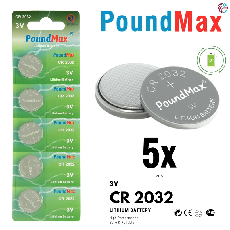 PoundMax CR2032 Lithium Coin Cell Battery, Compatible with AirTag, 3V