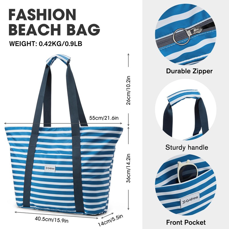 G4Free Beach Bag Waterproof Beach Tote Bag for Women Large