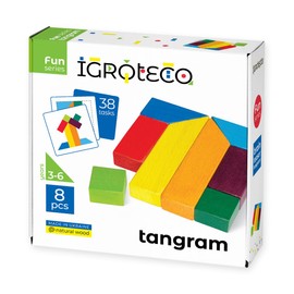 Igroteco, Tangram puzzles, puzzle with 7 building blocks and 10 colour cards with logical tasks