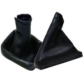 Aerzetix - Pair of gaiter gear lever and handbrake .Color: black with blue stitching.