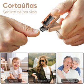 OCCULO 2PCS Cortauñas, Cortaúñas de Manos, Corta uñas Adulto con Lima de uñas, Cortauñas Premium Antisalpicaduras, Oro