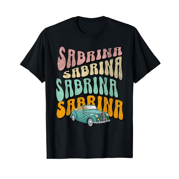 Girl Retro Sabrina First Name Groovy Beach T for Women