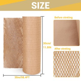 Honeycomb Paper Roll 30 cm x 30 m Packaging Material, 80 g/m² Tissue Paper Roll, Bubble Wrap Alternative, Packaging Roll for Shipping and Moving Fragile Items