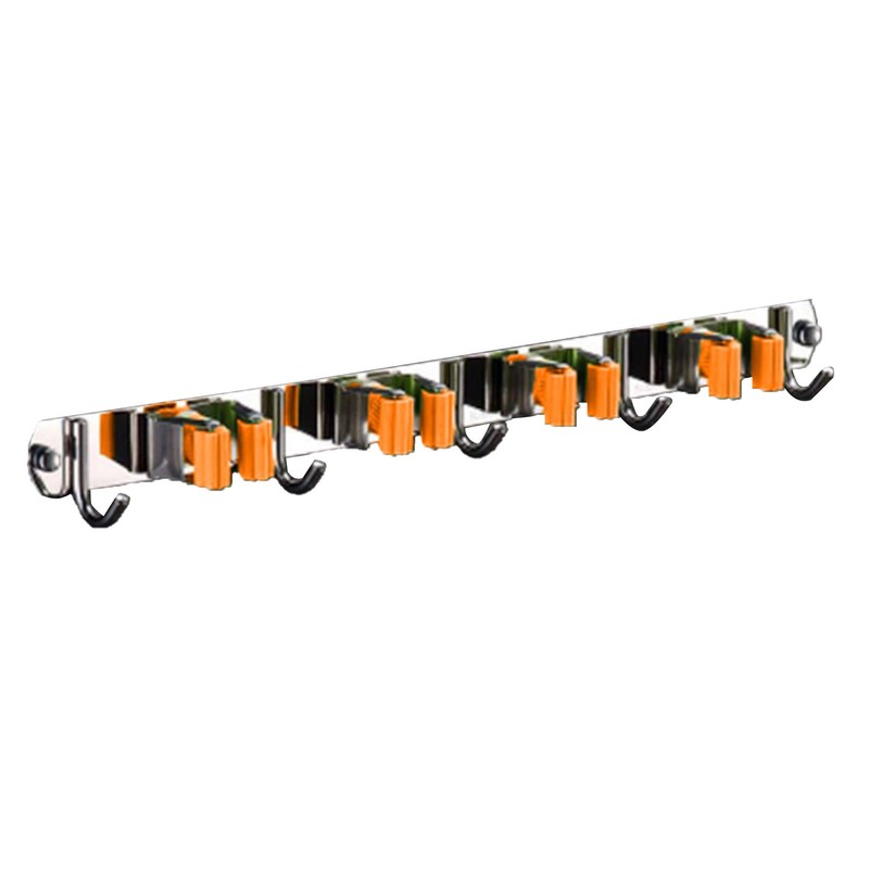 Punch Free Wall Mount Mop Broom Holder 4 Clips 5
