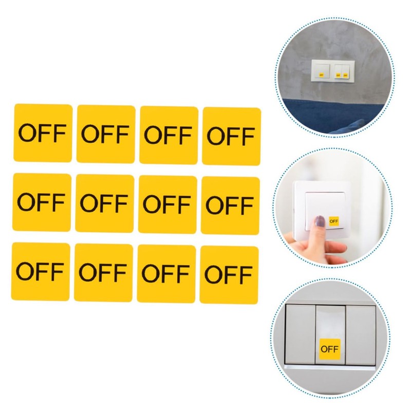 CAXUSD 12sheets Off Stickers Caution Labels for Equipment Easy to