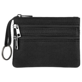Amabro Mini Women's Wallet, Small Wallet, Purse, Men's Key Bag, Small Change Purse with Zip, Key Ring, Portable Money Compartment, Key Ring, Coin Bag, black, Mini Money Pocket