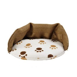 Dollhouse Brown Paw Print Dog Bed Miniature 1:12 Scale Pet Accessories