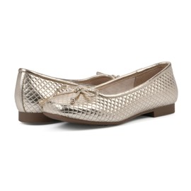 CLIFFS BY WHITE MOUNTAIN Women's Bessy Quilted Ballet Flat, Pale Gold/Metallic/Smooth, 8