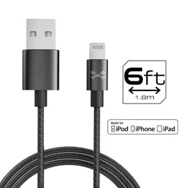 Ghostek NRGline 6FT Lightning Cable MFI Certified Charger Durable Nylon Braided – Black