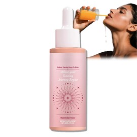 Oral Tanning Drops Drink, Drinkable Tanning Drops, Sunless TanningDrops, Naturally Boost Melanin, Even Tan without Sun Damage, Long-lasting Natural Effect, 60ml