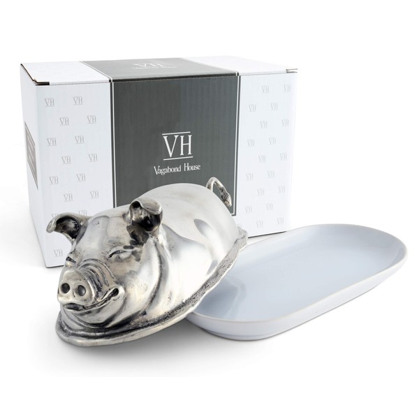 Vagabond House Solid Pewter Happy Pig Covered Butter Cream Cheese