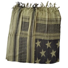 MILSPEC SURPLUS 100% Cotton Shemagh Scarf Arab Face Mask Dust Cover Keffiyeh Head Neck Wrap Digital Camouflage Gun Grenade Skull Star Pattern Scarves (Green Star)