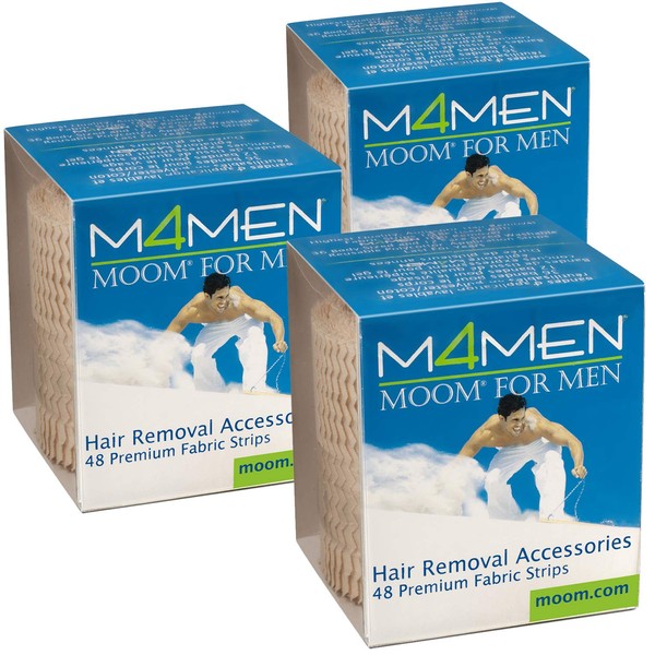 MOOM Waxing Strips for Men Polycotton, Specially Engineered for Maximum Hair Removal – Perfect for Back, Chest & Body Hair Wax (48 Count) 3 Pack