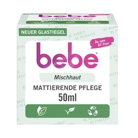 bebe Matte Care (50 ml), Matte Face Cream for Combination Skin with Green Tea, Light Moisturising Cream for Face
