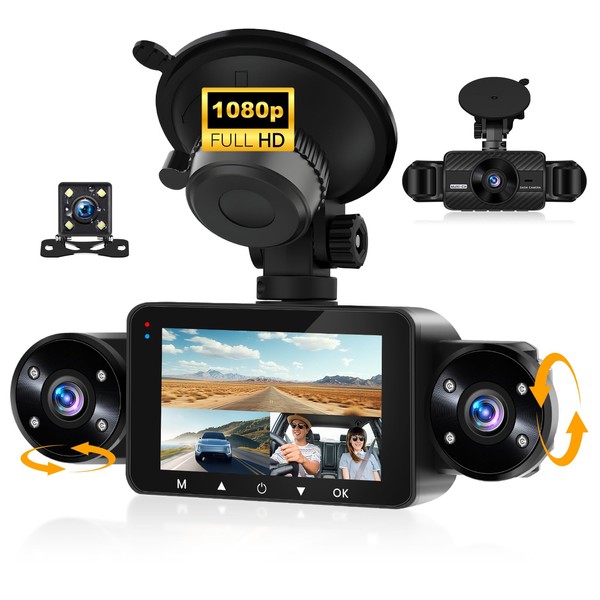 4 Channel Dash Cam Front and Rear Inside Left Right,3”